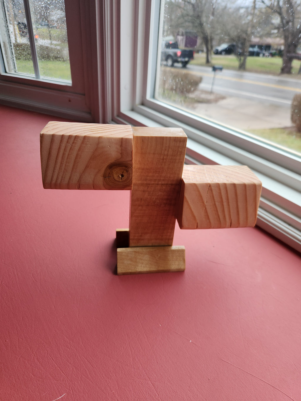 Watch holder wooden modern offset Pine and red oak
