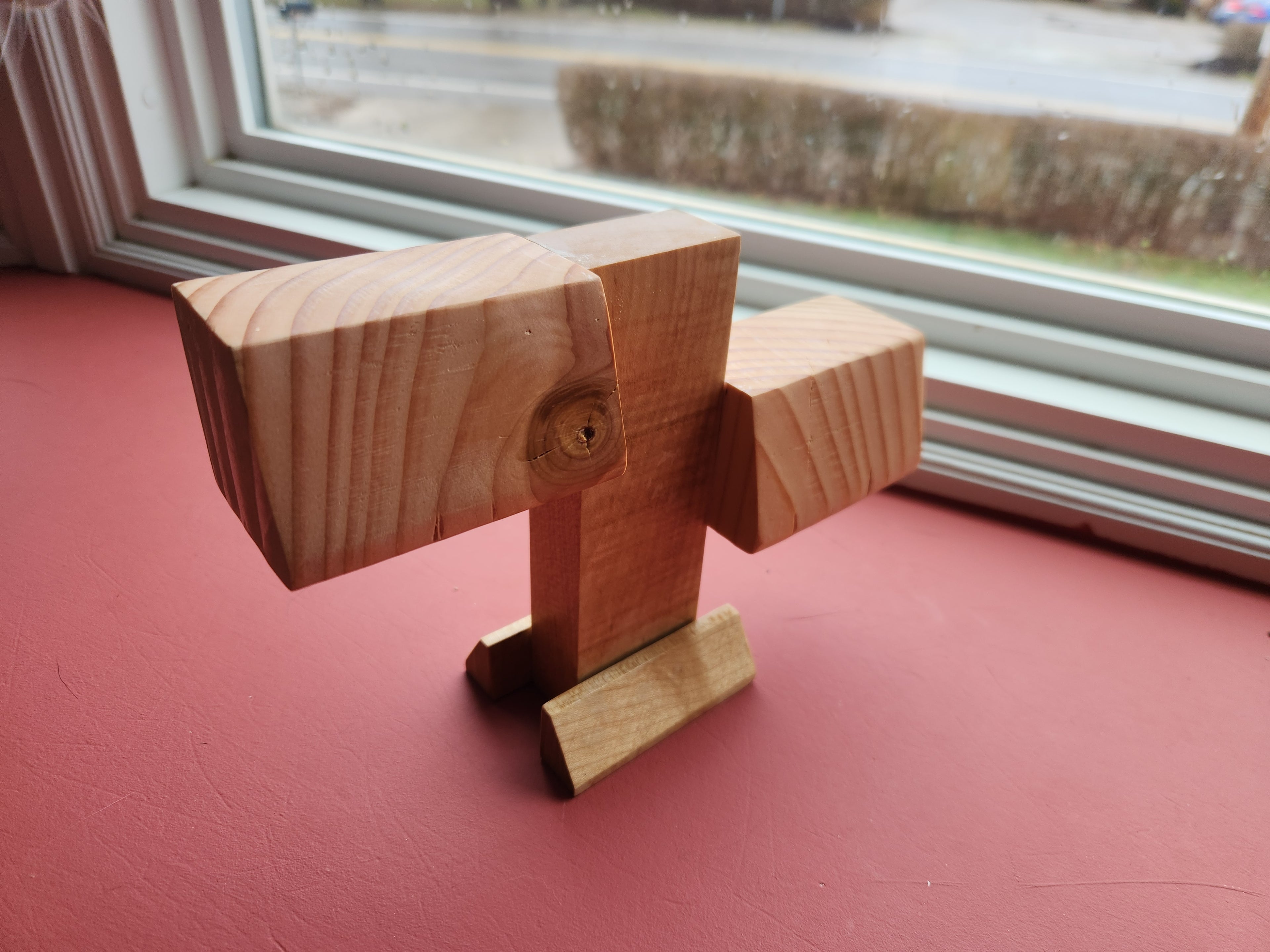 Watch holder wooden modern offset Pine and red oak