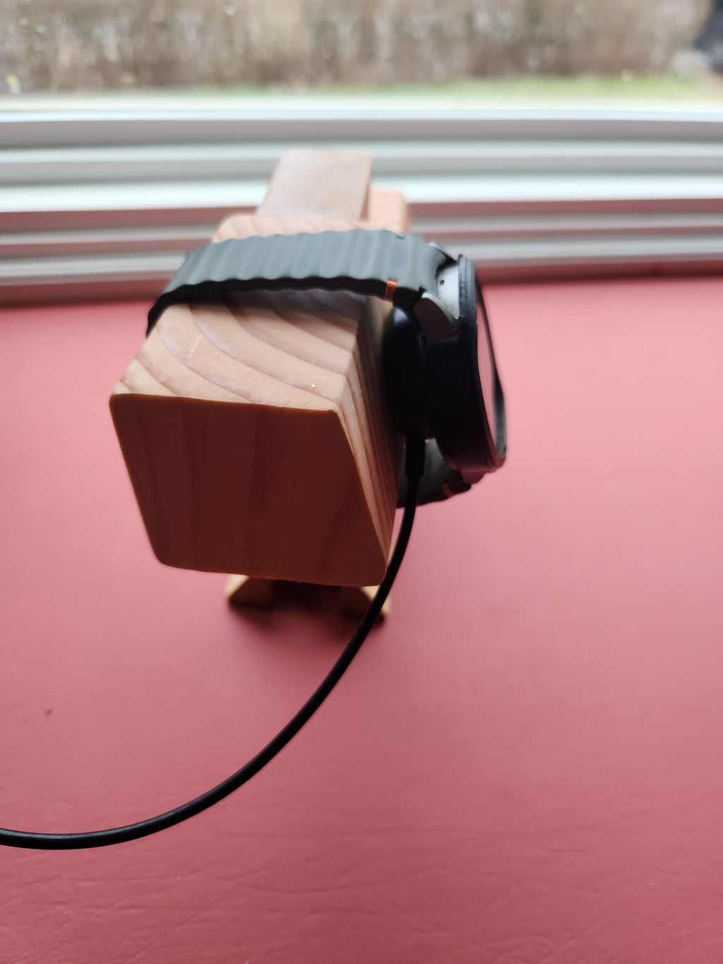 Watch holder wooden modern offset Pine and red oak