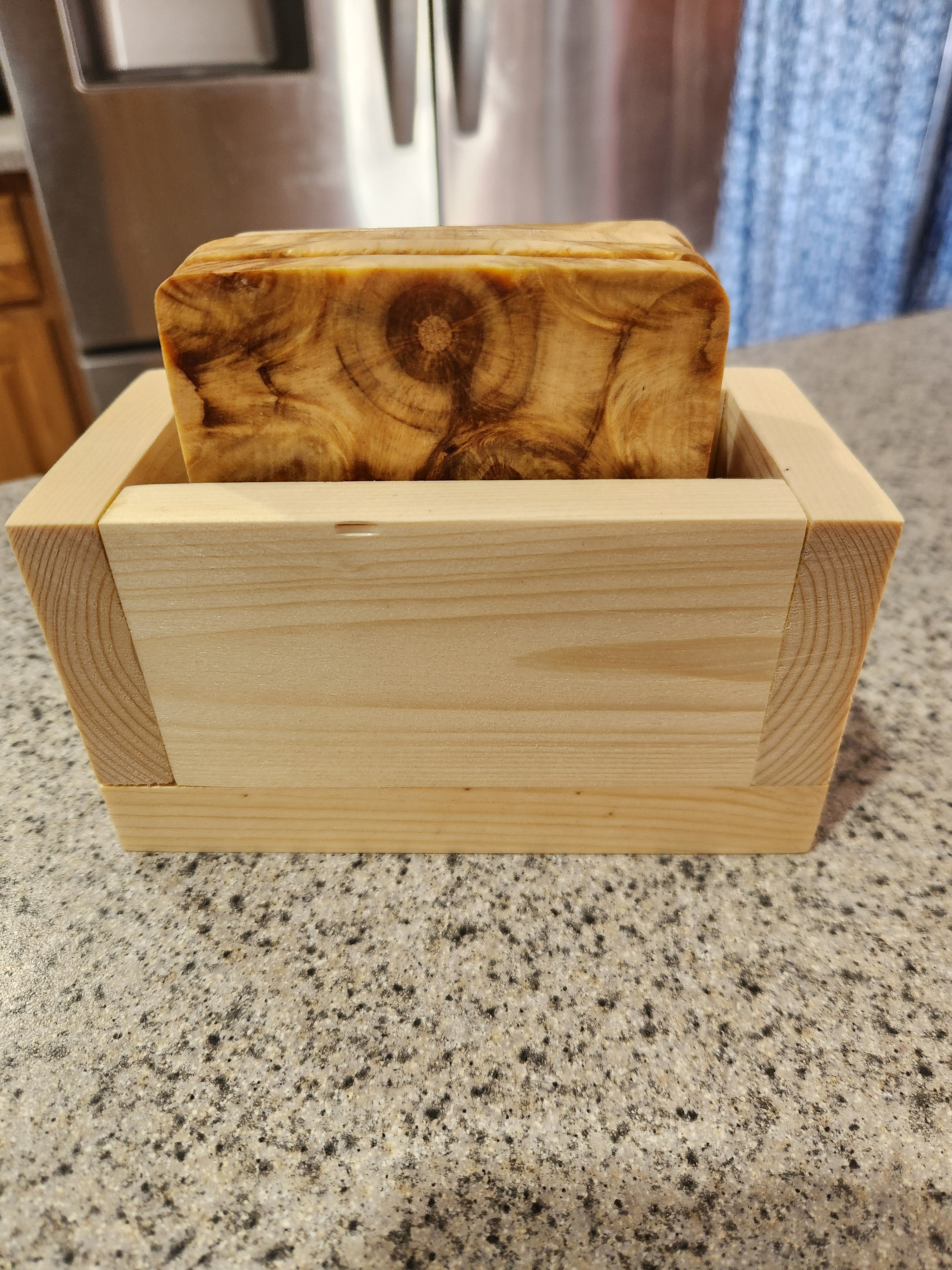 Wooden coasters Handmade Pine with storage box.